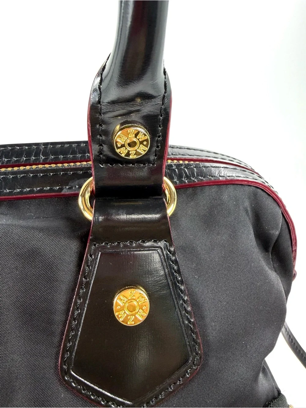 MZ Wallace Bedford Satchel Black Bedford Nylon Patent Leather Trim Gold Hardware - Picture 8 of 16